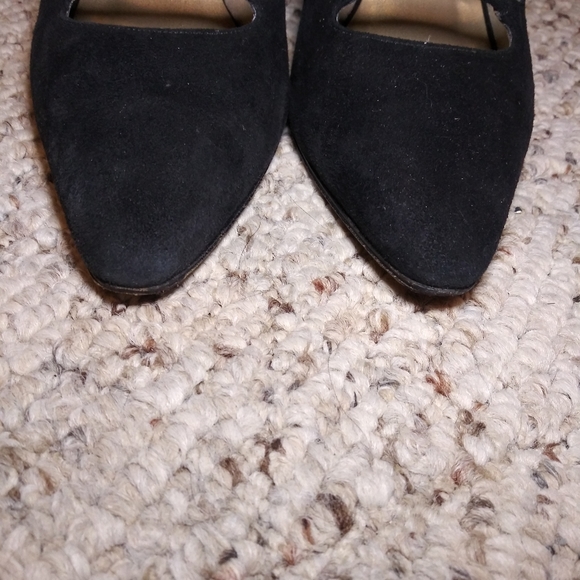 Vintage Black Suede Victorian Steampunk/Witchcore Style Slingback Strappy Pump - Picture 5 of 11